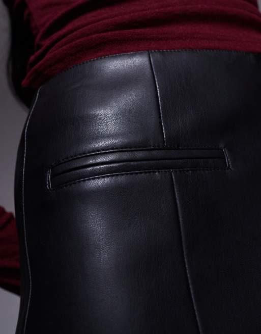 River Island pocket detail faux leather hotpants in black, 3 of 5