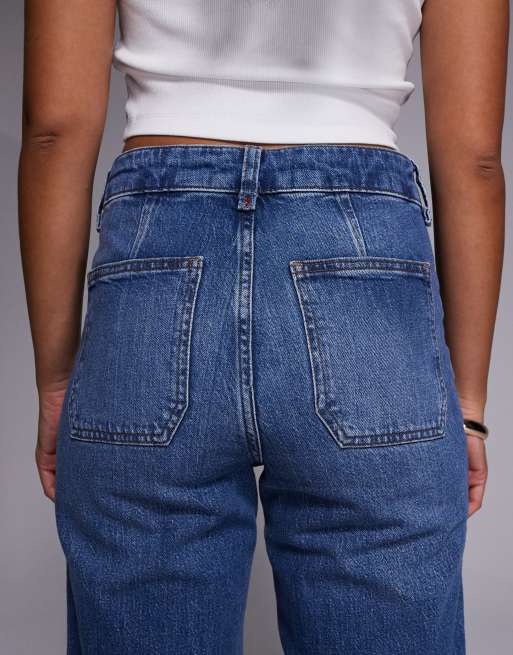 River Island pocket detail wide leg jeans in medium denim, 5 of 5