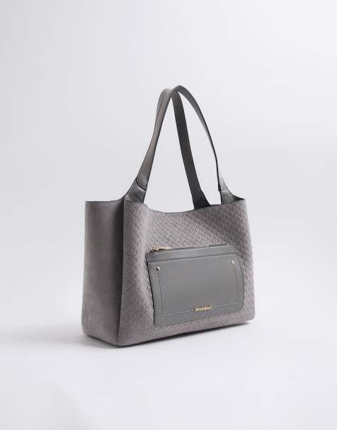 River Island Pocket front embossed shopper bag in grey - view 1