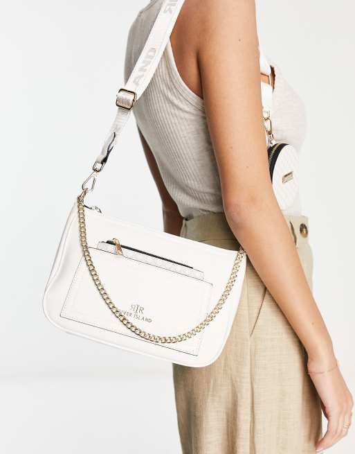 River Island pocket scoop pouchette cross body bag in white