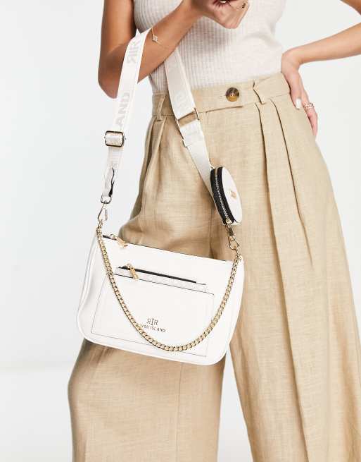 River Island pocket scoop pouchette cross body bag in white