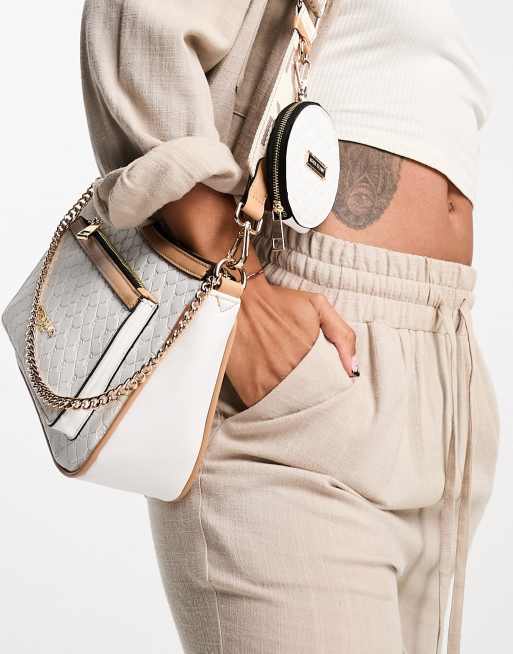 River Island pocket scoop pouchette cross body bag in white