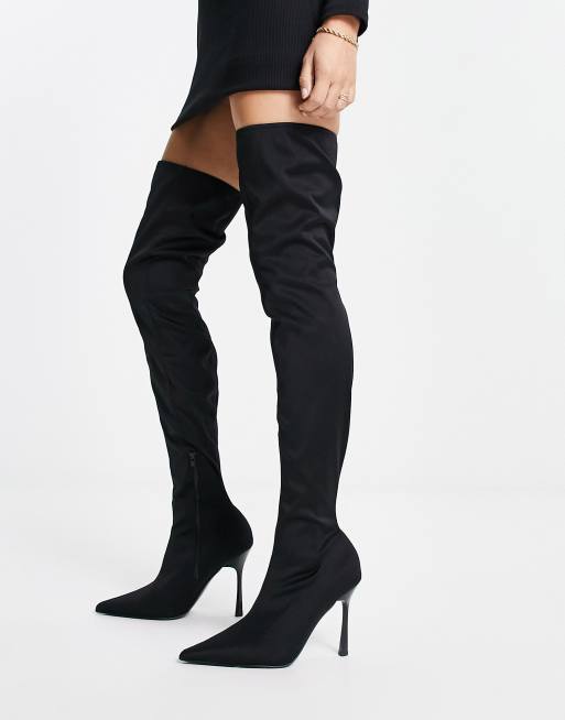 River island black store knee high boots