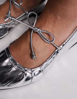 River Island Ballet Flat - Silver View 2