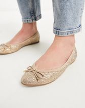 ASOS DESIGN Lavish pointed flats with faux pearl bow trim in ivory