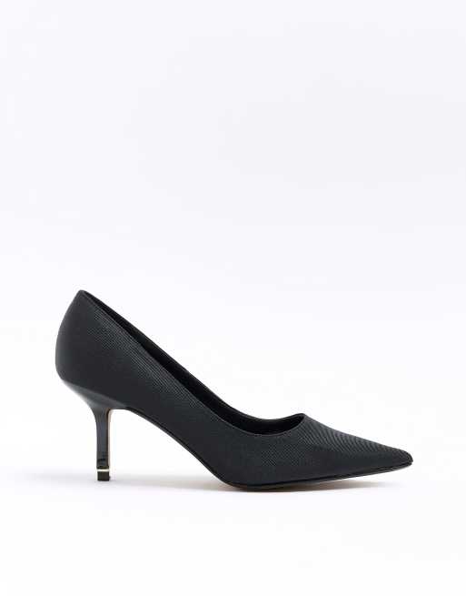 River Island Pointed toe heeled court shoes in black
