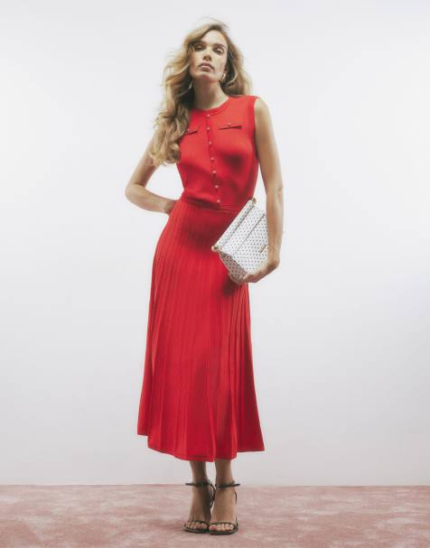 River Island Pointelle maxi dress in red - view 1