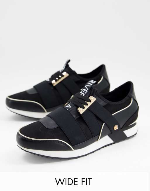 River Island - Pointure large - Baskets de course à enfiler - Noir