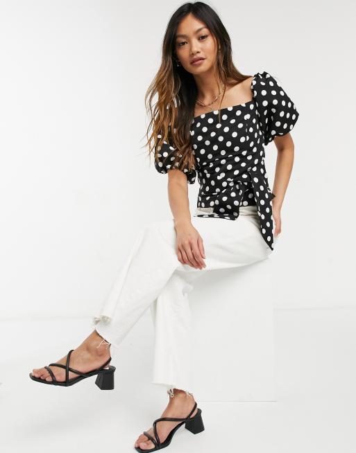 Black and white store bardot top