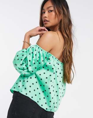 polka dot bardot top