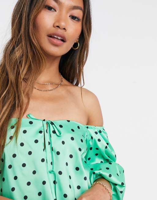 Green polka cheap dot crop top