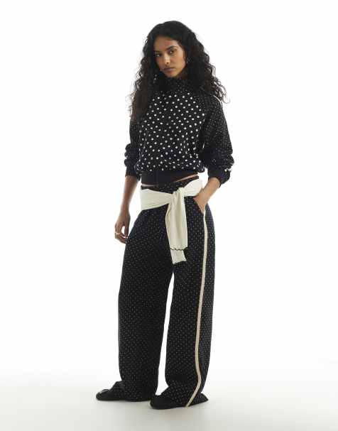 River Island Polka dot jacquard joggers in black - view 1