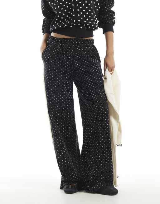 River Island Polka dot jacquard joggers in black, 3 of 4