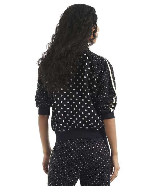 River Island Polka dot jacquard track jacket in black , 4 of 4