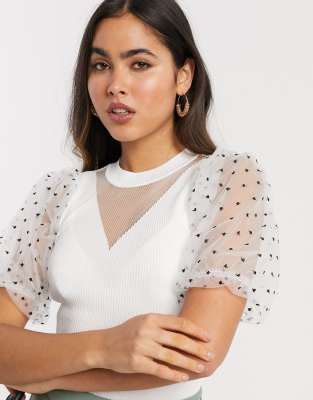 polka dot organza top