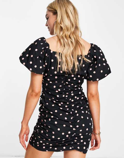 Ruched polka sale dot dress