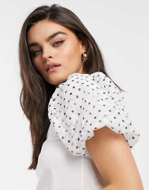 ASOS Polka Dot Shirt In Black With Short Sleeves In Regular Fit