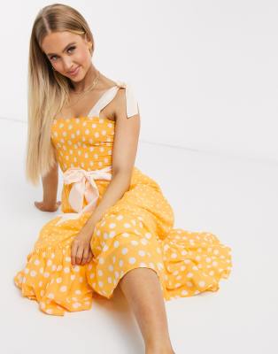 river island yellow polka dot dress