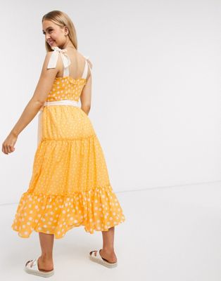 river island yellow polka dot dress