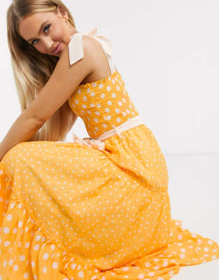 river island yellow polka dot dress