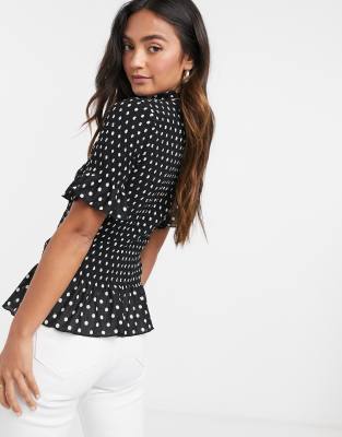 river island black peplum top