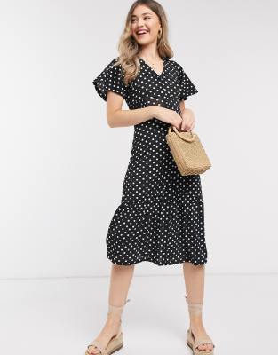 river island black spot dress