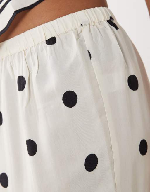 River Island polka dot wide leg pants in cream -set, 4 of 5