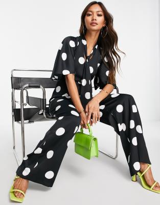 asos jumpsuit stippen gestrikte pijpen wijde