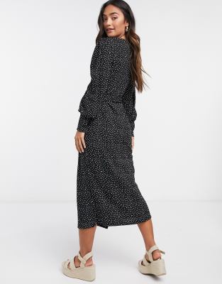 river island wrap midi dress stone