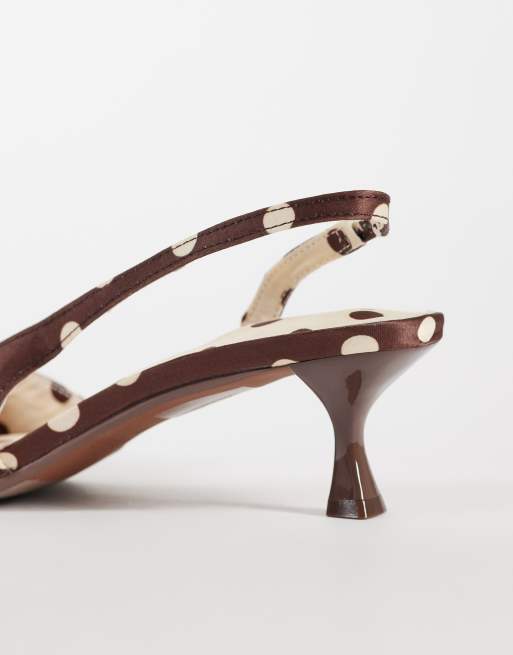 River Island polkadot slingback heels in dark brown, 3 of 4