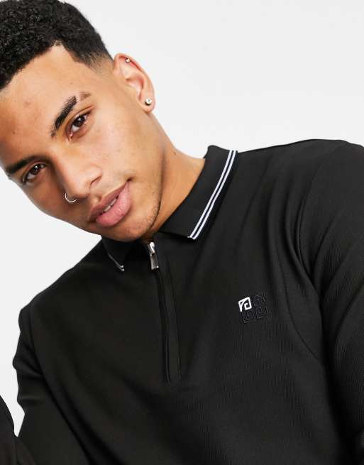 River Island - Polo a maniche lunghe colore nero