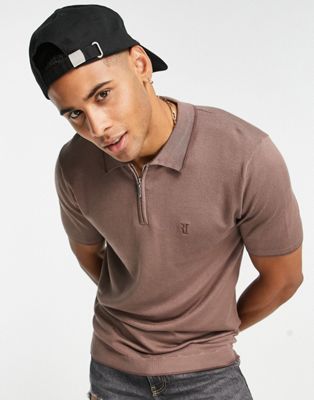 River Island polo top in brown