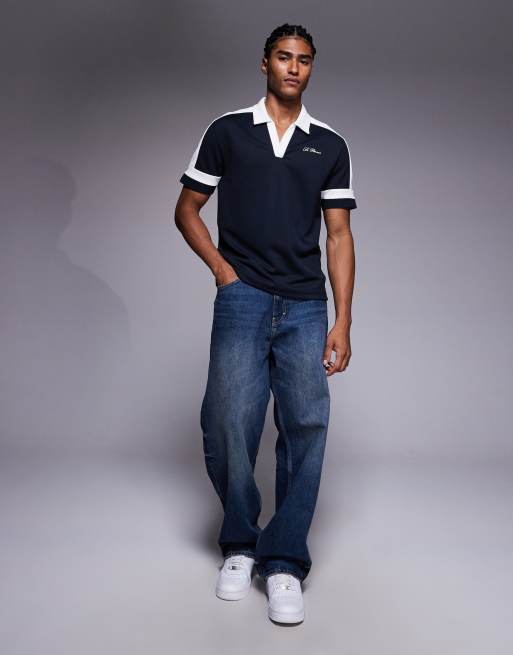River Island – Polo-Top in kontrastierendem Marineblau und Weiß, 2 von 5