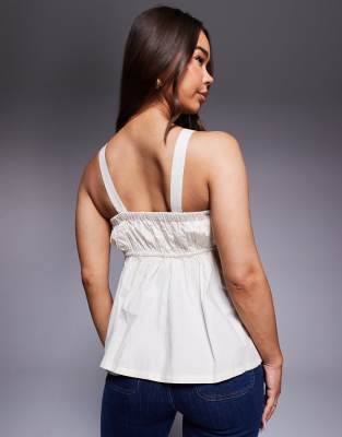River Island Polplin Halterneck Top In White