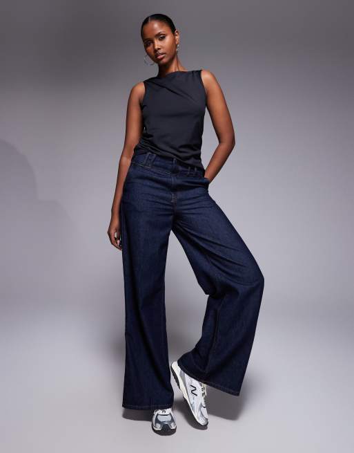 River Island polyamide slash neck detail top in black , 4 of 4