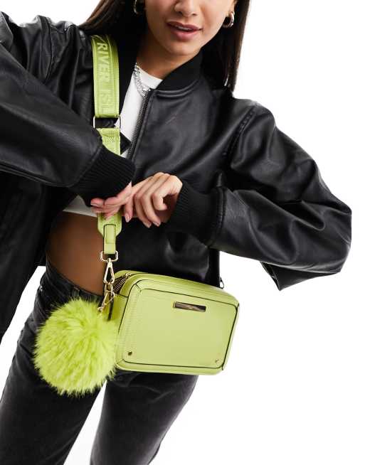 River Island pom pom bag in lime