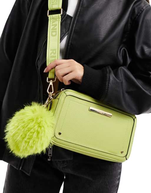 River Island pom pom bag in lime