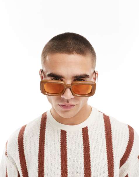 River Island – Pomarańczowe masywne okulary przeciwsłoneczne - view 1