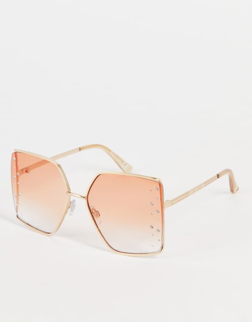 River Island – Pomarańczowe okulary przeciwsłoneczne oversize z efektem ombre i zdobieniem ze strasów