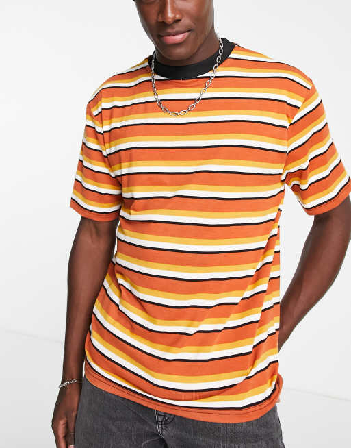River Island – Pomarańczowy T-shirt w paski