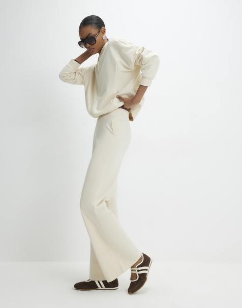 River Island Ponte wide leg trousers in cream - view 1