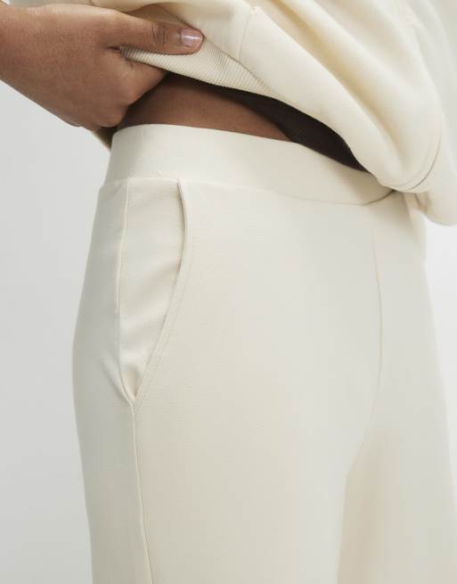 River Island Ponte wide leg trousers in cream, 2 of 4