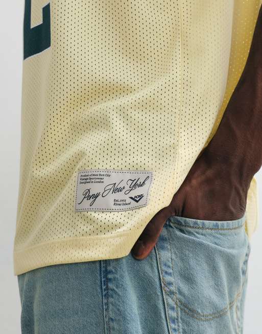 River Island – Pony – Netzstoff-Trägershirt in Gelb mit „72“-Print, 2 von 5