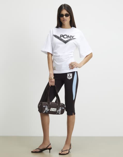 River Island Pony ruched side t-shirt in white