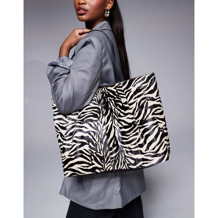 River Island ponyhair shopper bag in zebra print