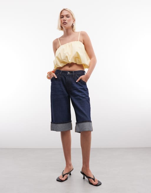 River Island poplin bubble hem top in yellow, 4 of 4