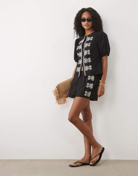 River Island poplin drummer shorts co-ord in black  - view 1