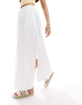 River Island poplin maxi skirt in white