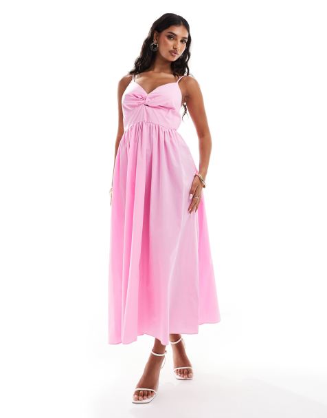 River Island poplin midi dress in light pink - view 1