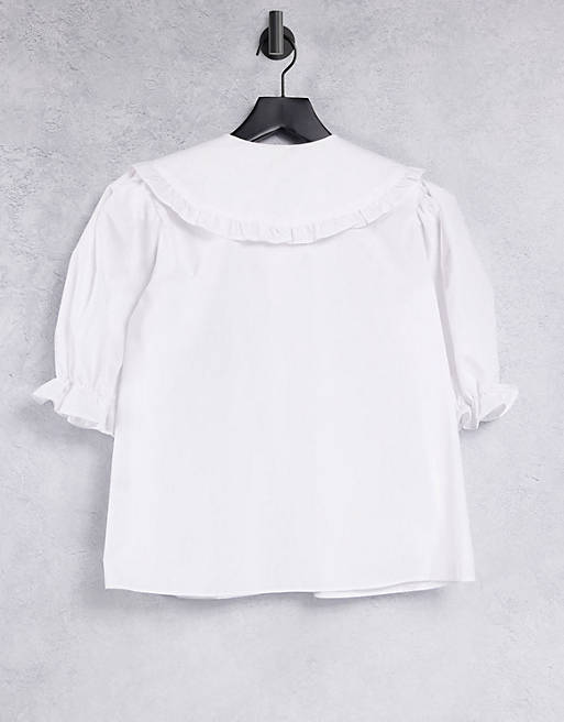 Women Shirts & Blouses/River Island poplin oversized collar smock shirt in white 